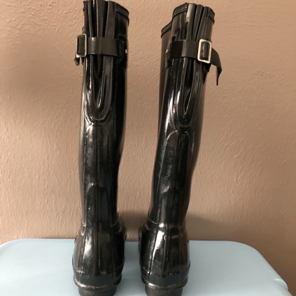 Hunter Tall Black Adjustable Gloss Rain Boots - Picture 4 of 5